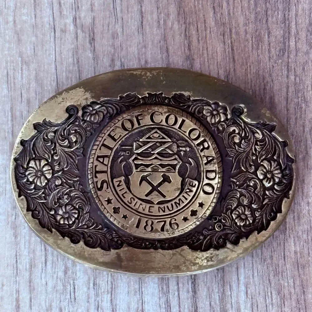 Vtg State of Colorado Bi-Centenial Solid Brass 1st Edition Numbered Belt Buckle